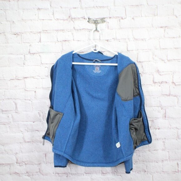 LL Bean Sweater Fleece Full Zip Jacket Rugged Knit Blue Size M - Picture 6 of 10